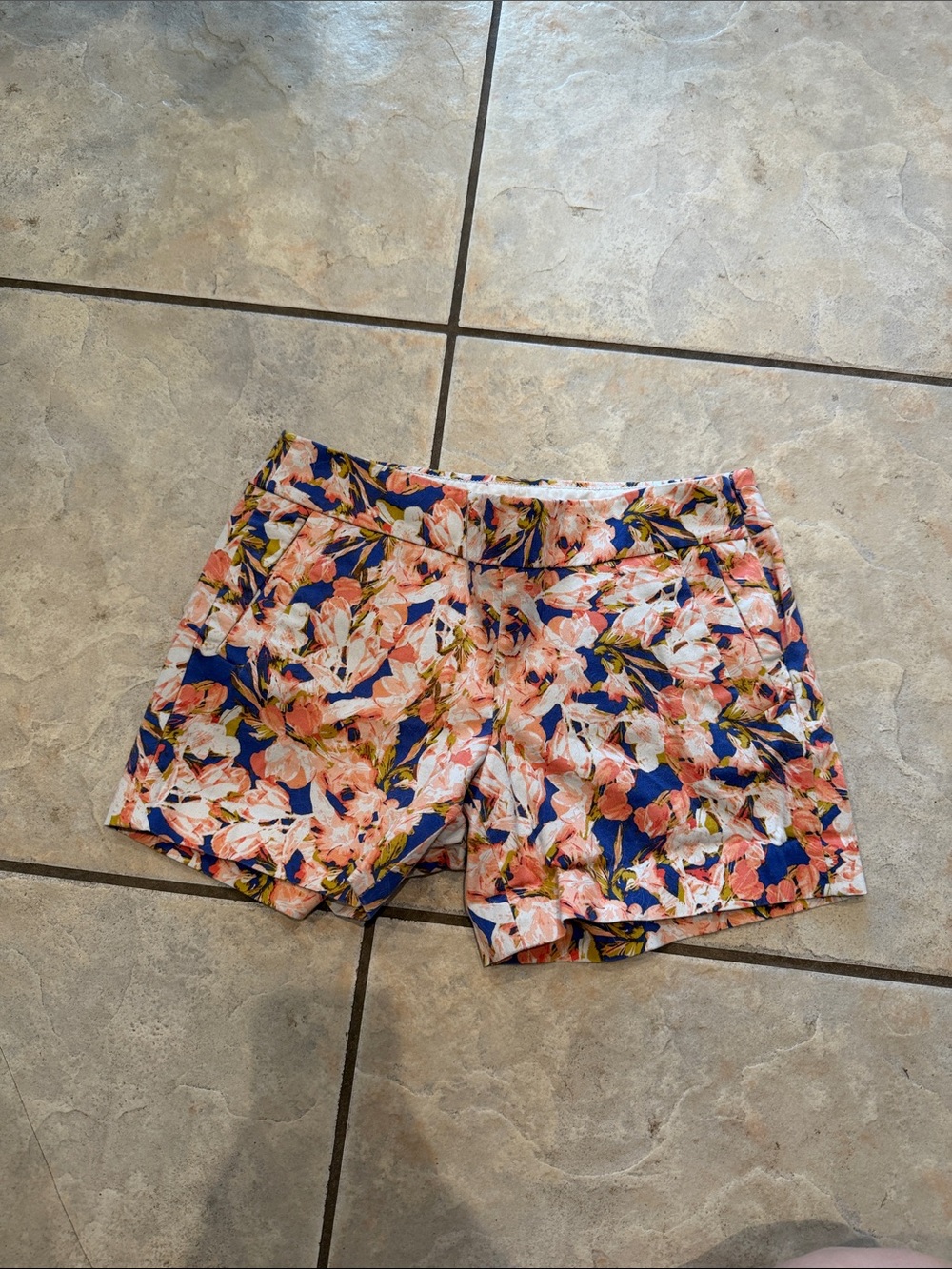 J Crew Floral Print Women’s Shorts - Orange & Blue